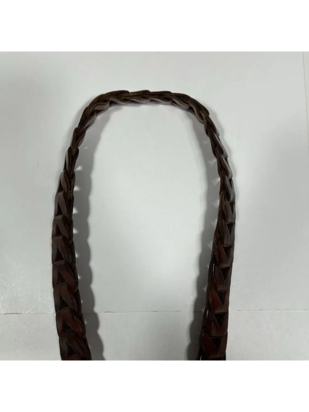 Vintage 1990’s Brighton Brown Braided Leather Belt 9120 Brass Buckle Women Sz 36